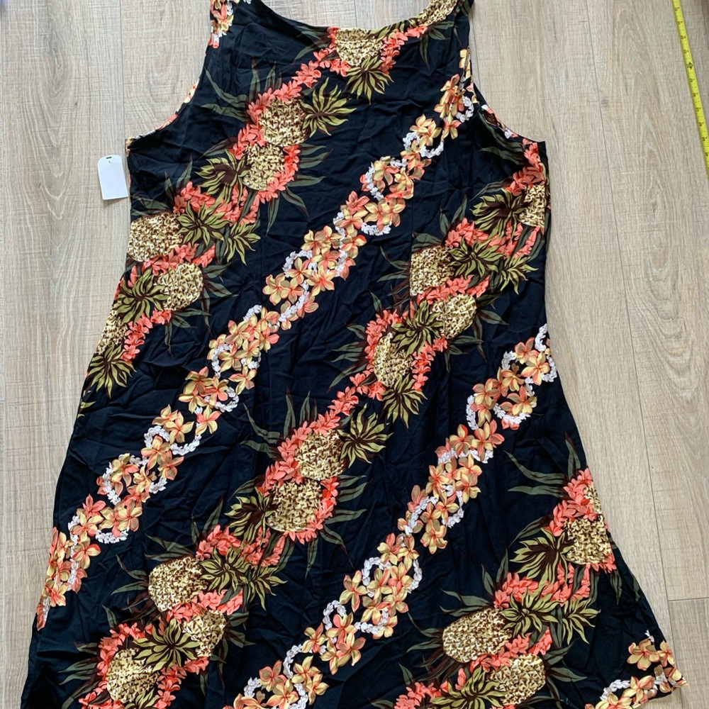 Hilo Hattie Hawaii Sleeveless Sun Dress Hawaiian Black Floral Rayon Women 4XL - Picture 11 of 11